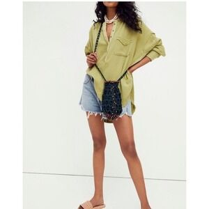 We The Free Free People Pullover Top Palo Santo‎ Oversized BOHO Olive Green XS